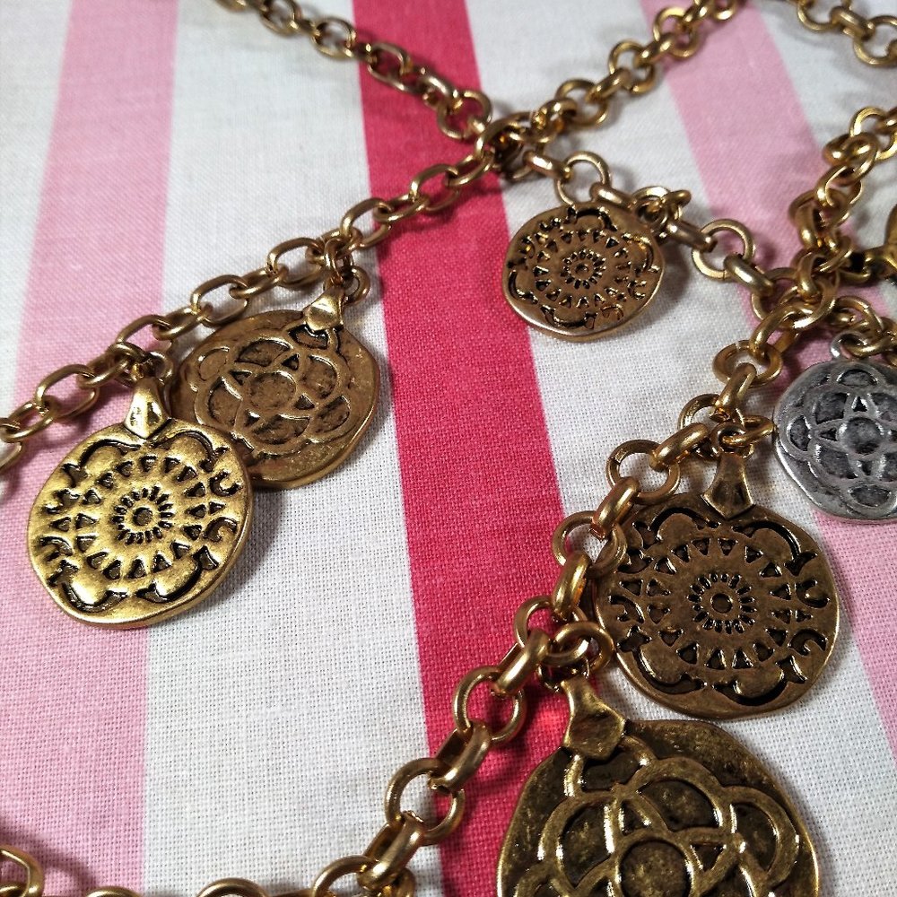 Stunning Vintage cabi Fall 2015 3pc Tile Coin Silver & Gold Necklace in Box! ♥ - Picture 13 of 15
